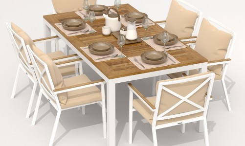 IdealPatio - Обеденная группа Ideal Patio Tella Festa Plus 180 Цвет: белый, бежевый Обеденная группа Ideal Patio Tella Festa Plus 180 Цвет: белый, бежевый