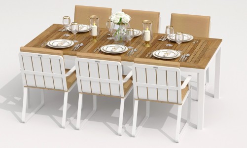 IdealPatio - Обеденная группа Ideal Patio Tella Alba 200 Цвет: белый, бежевый Обеденная группа Ideal Patio Tella Alba 200 Цвет: белый, бежевый