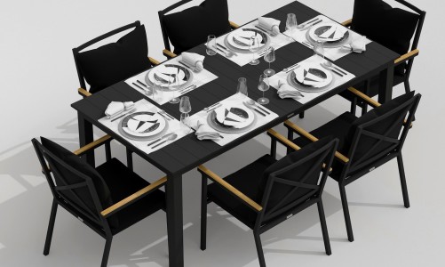 IdealPatio - Обеденная группа Ideal Patio Dolla Festa Plus 180 Цвет: карбон, чёрный Обеденная группа Ideal Patio Dolla Festa Plus 180 Цвет: карбон, чёрный