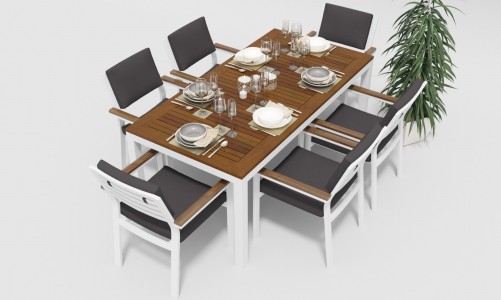 Gardenini - Обеденная зона Gardenini Bella Calma S 180 Цвет: Белый, антрацит Обеденная зона Gardenini Bella Calma S 180 Цвет: Белый, антрацит