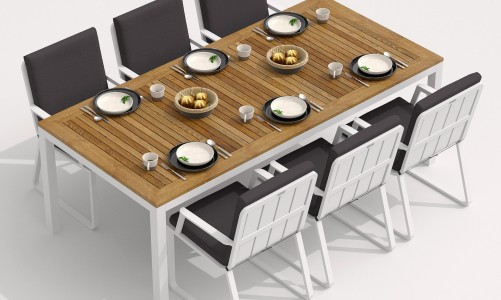 IdealPatio - Обеденная группа Ideal Patio Tella Alba 200 Цвет: белый, антрацит Обеденная группа Ideal Patio Tella Alba 200 Цвет: белый, антрацит